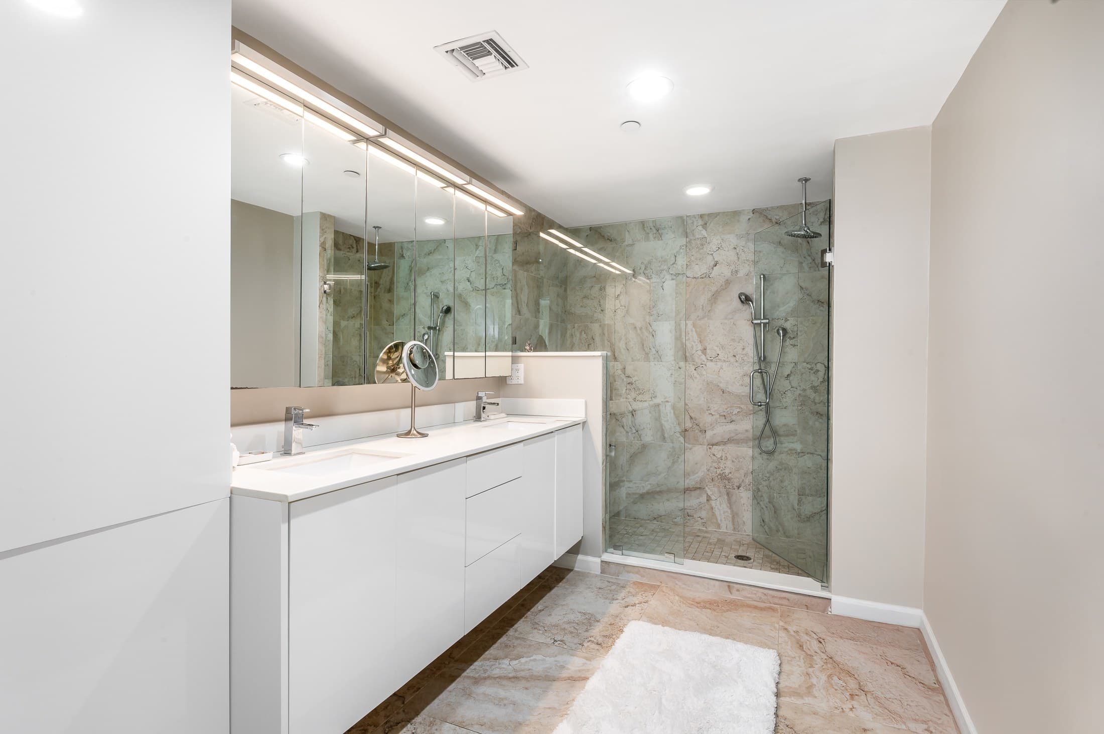 Primary bathroom with refined finishes